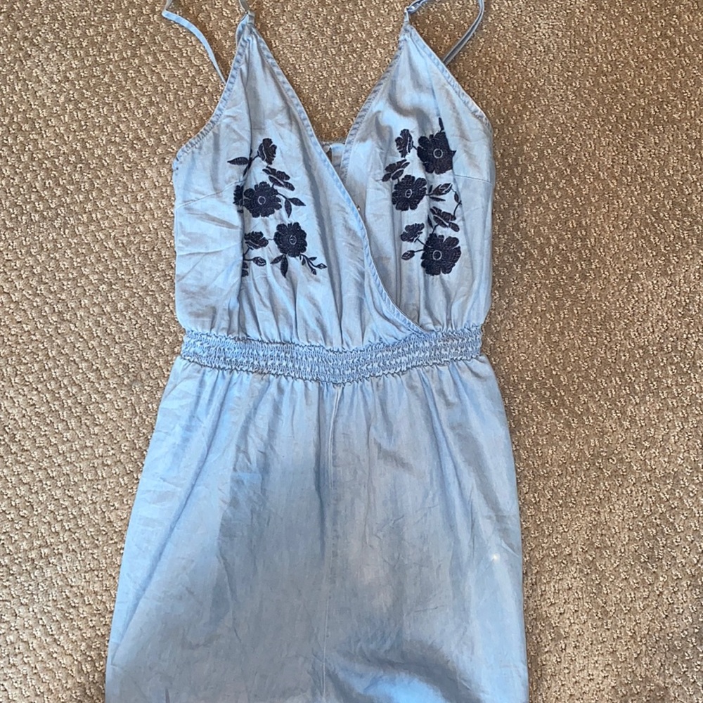 Blue and floral Romper
